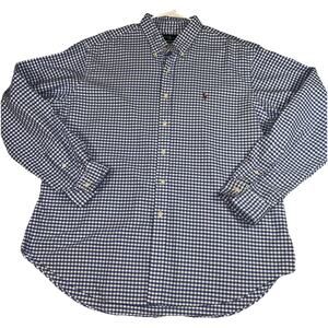 Ralph Lauren Shirt Mens Size XXL Blue White Gingham Plaid Classic Fit Button Up